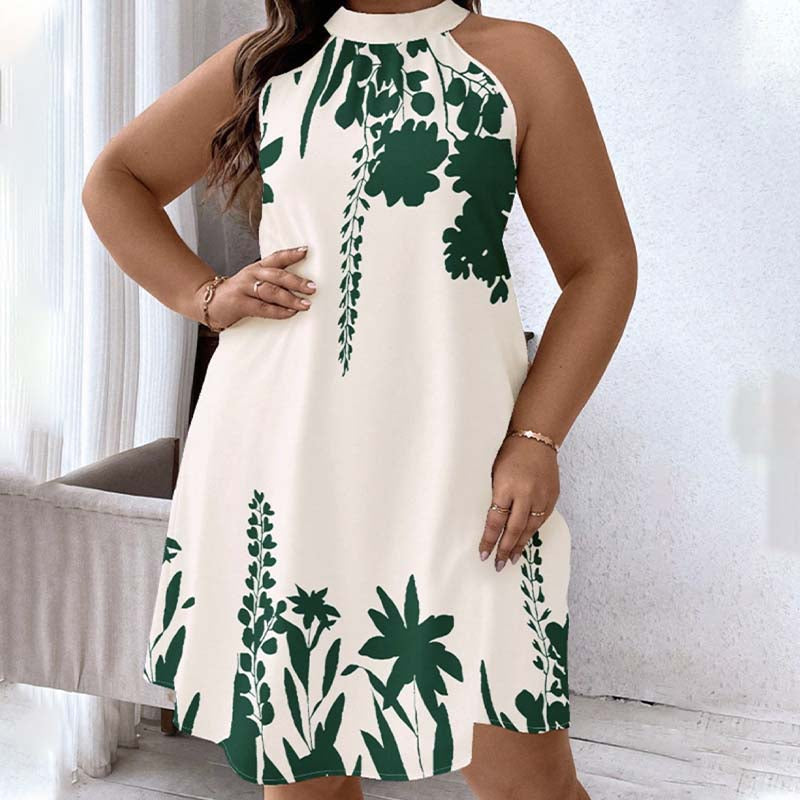 Women's Floral Print Halter Neck Dress