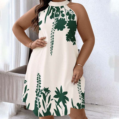 Women's Floral Print Halter Neck Dress