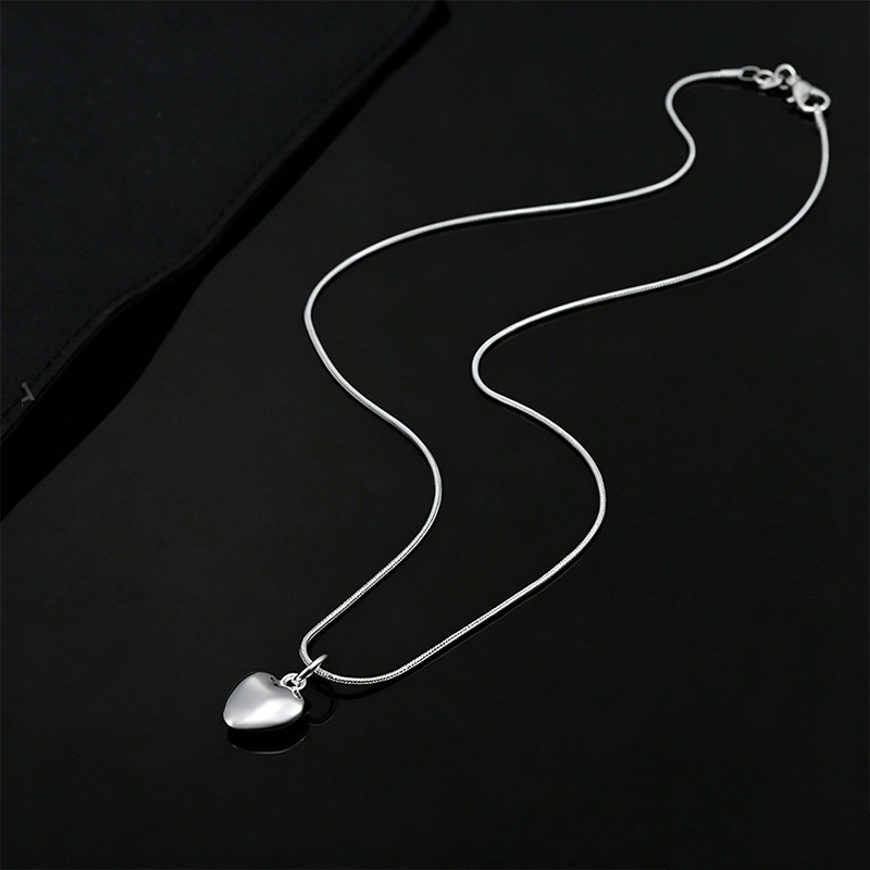 Silver Plated Chubby Heart Pendant Necklace