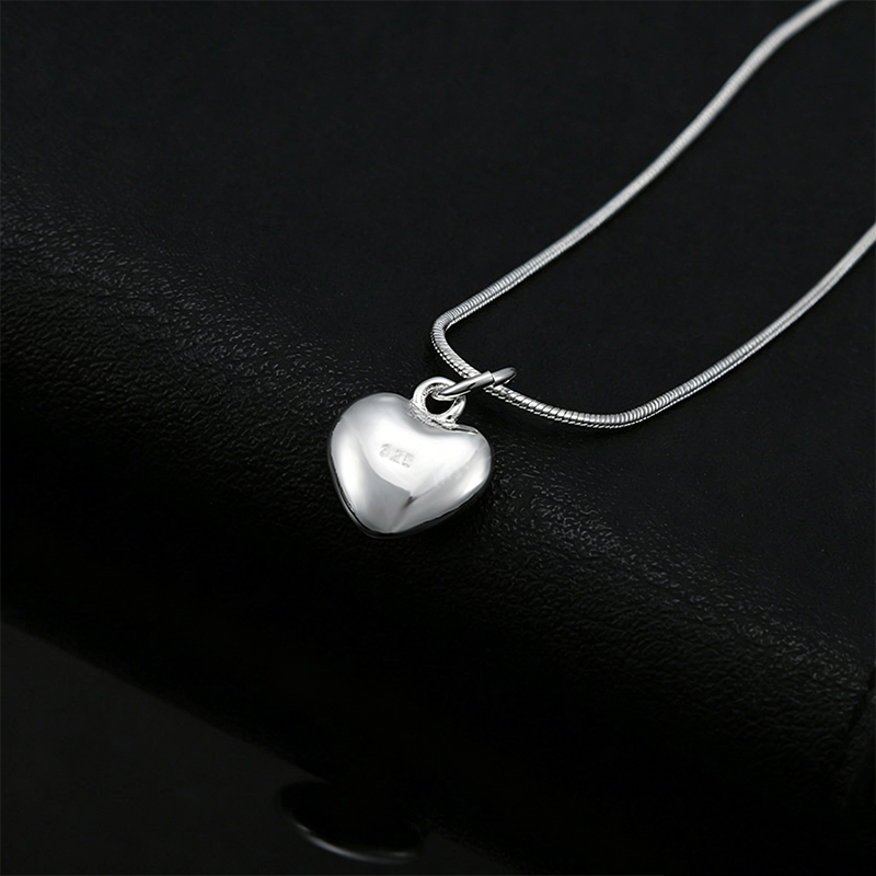 Silver Plated Chubby Heart Pendant Necklace