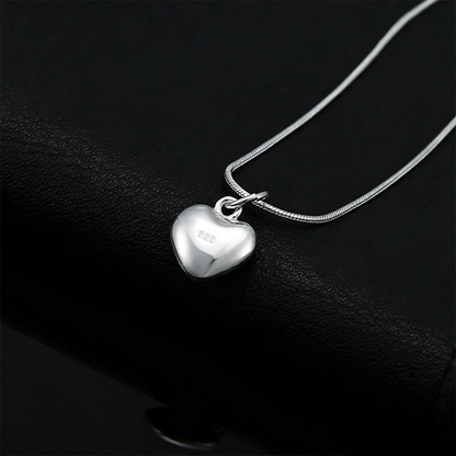 Silver Plated Chubby Heart Pendant Necklace