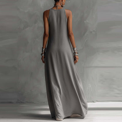 Women's Flowy Sleeveless Colorblock Maxi Dress