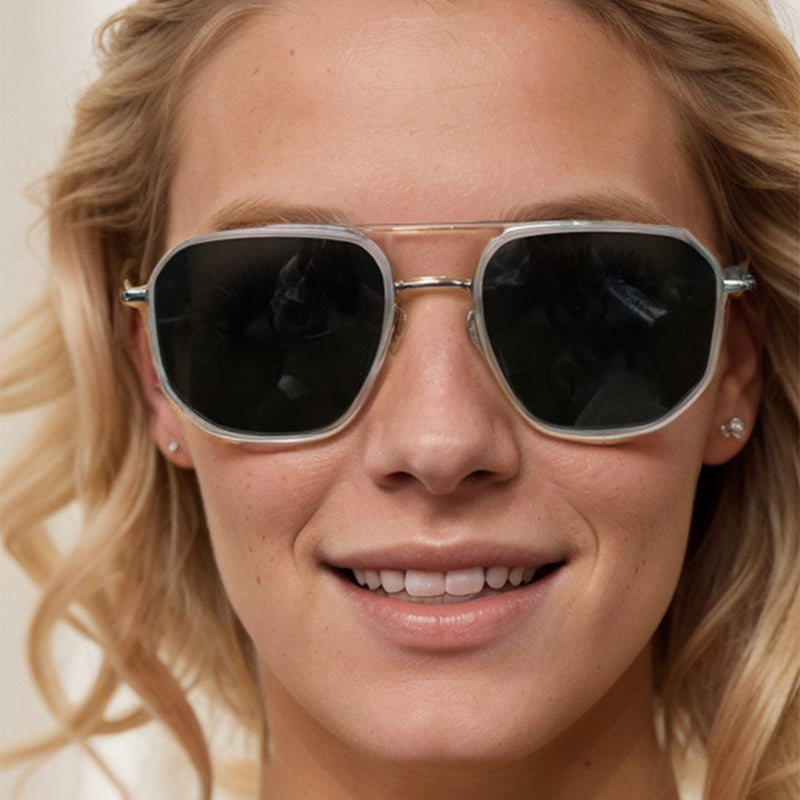 Geometric Frame Double Beam Polarized Sunglasses