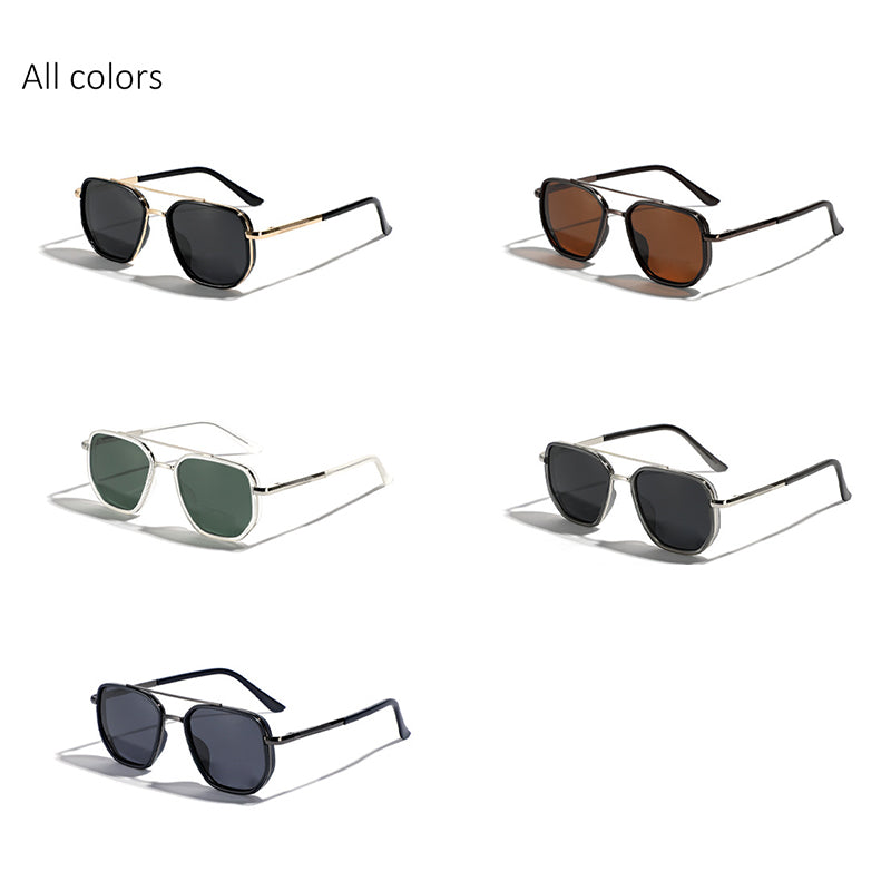 Geometric Frame Double Beam Polarized Sunglasses