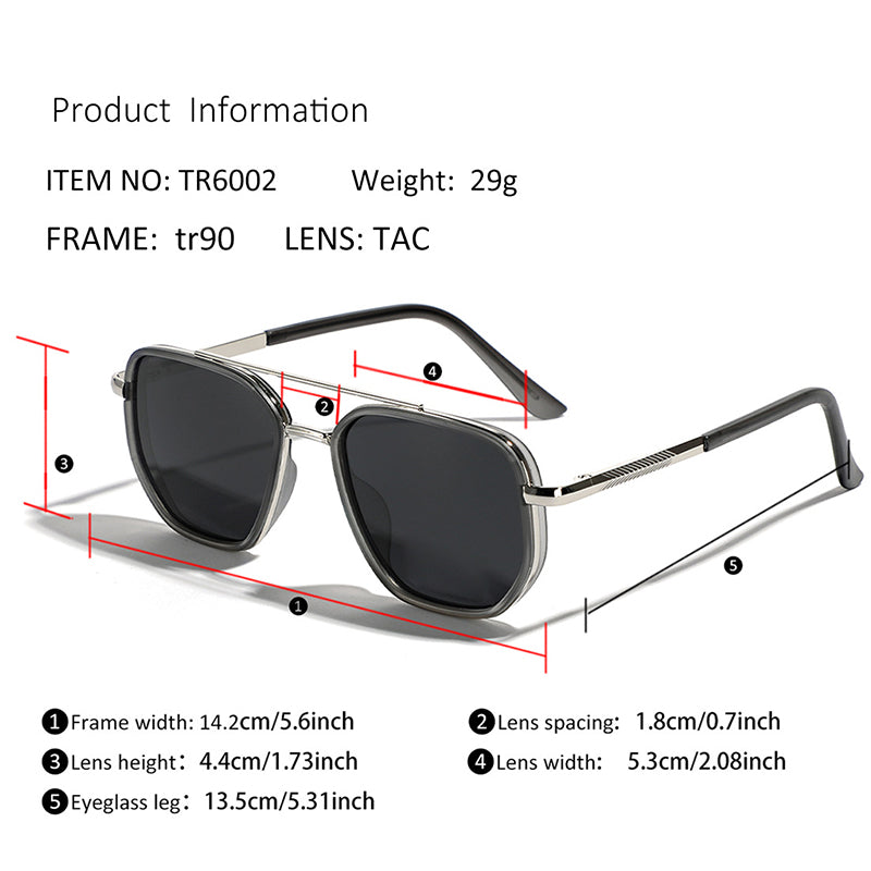 Geometric Frame Double Beam Polarized Sunglasses