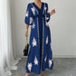 Women's Elegant V-Neck Print Maxi Dress