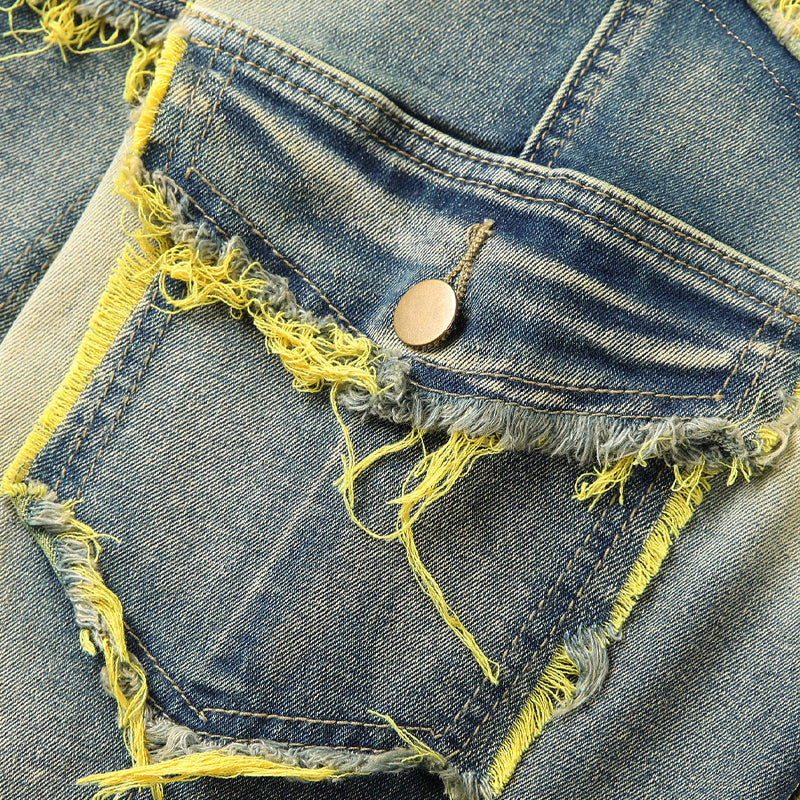 Men's Deconstructed Frayed Flare Jeans