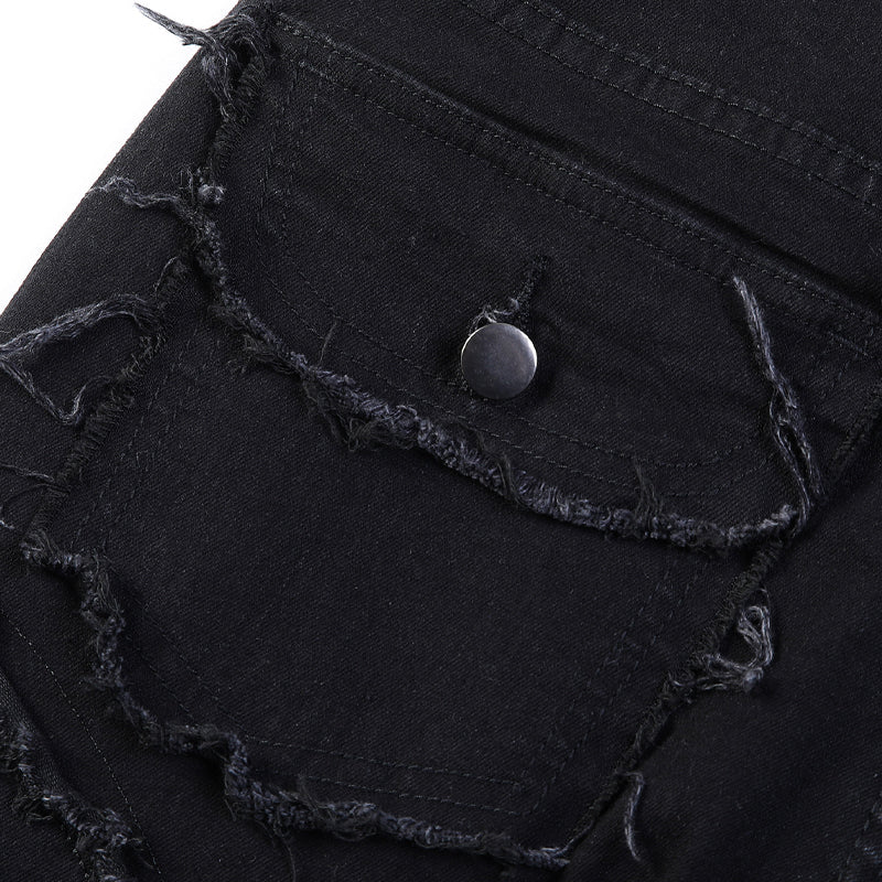 Men's Deconstructed Frayed Flare Jeans
