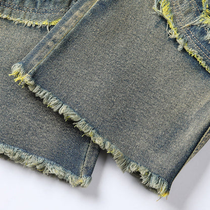 Men's Deconstructed Frayed Flare Jeans