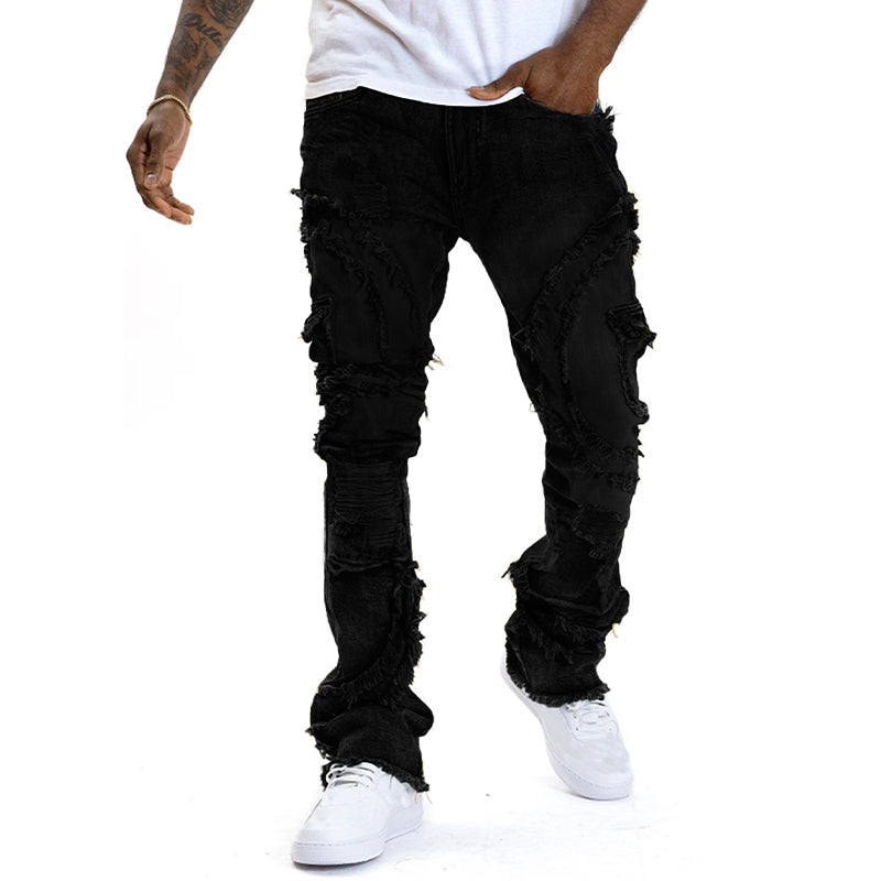 Men's Deconstructed Frayed Flare Jeans