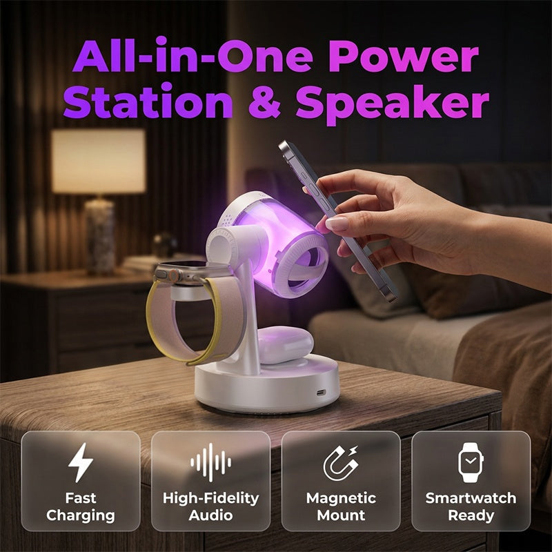3-in-1 Magnetic Wireless Charging Stand &Speaker