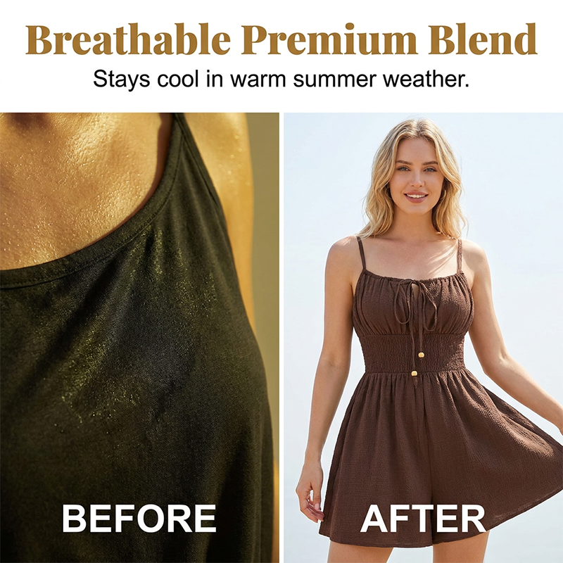 📢📢Exclusive 50% OFF 👗Women's Crinkle Textured Playsuit | Smocked Hourglass Romper with Chic Bow-Tie Bodice | Breathable Summer Resort Jumpsuit