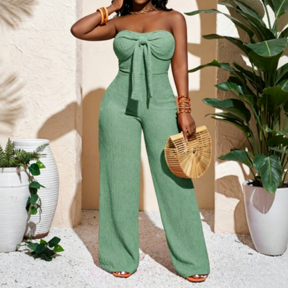 Women's Strapless High-Waisted Wide-Leg Jumpsuit