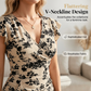 📢📢37% OFF !! ⏰Women's Plus Size Print V-Neck Wrap Dress