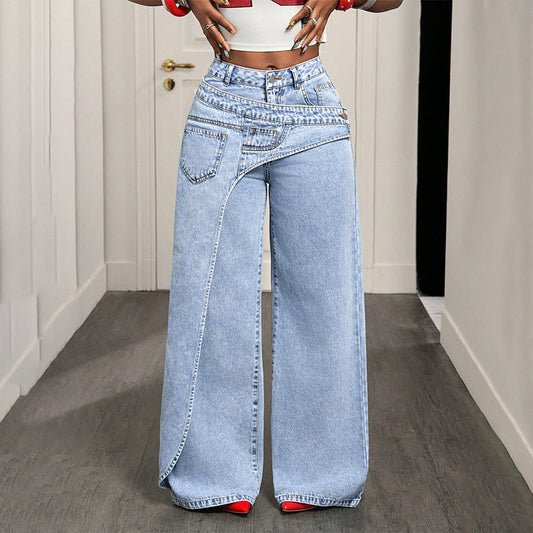 🎉 2026 Sale — Over 25,000 Sold! 💞 Asymmetrical Waist Wide-Leg Jeans – Deconstructed Cool, Sculpted Flow 🔥