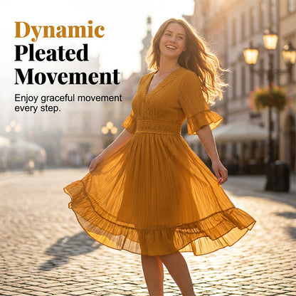 Women's V-Neck Ruffle Dress