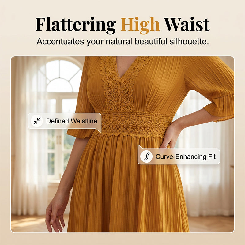 Women's V-Neck Ruffle Dress