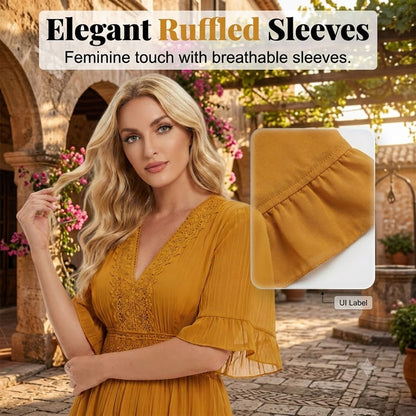 Women's V-Neck Ruffle Dress