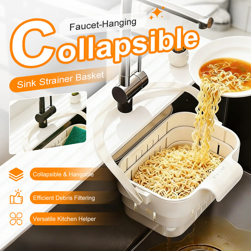 Collapsible Faucet-Hanging Sink Strainer Basket