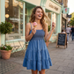 Exclusive 50% OFF | Breezy Summer Denim Sundress | Smocked Bodice & Flowing Tiered Skirt | Soft Breathable Sleeveless Dress for Women
