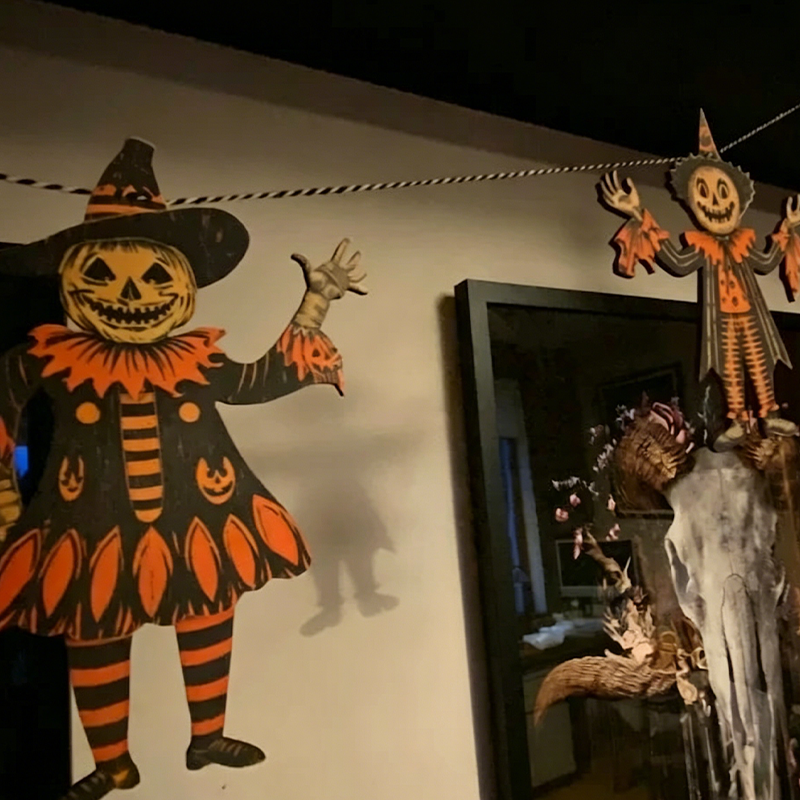 Vintage Halloween Wooden Wall Hanging Set
