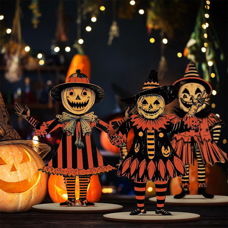 Vintage Halloween Wooden Wall Hanging Set