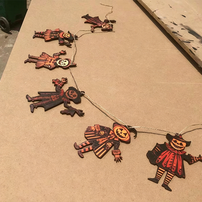 Vintage Halloween Wooden Wall Hanging Set