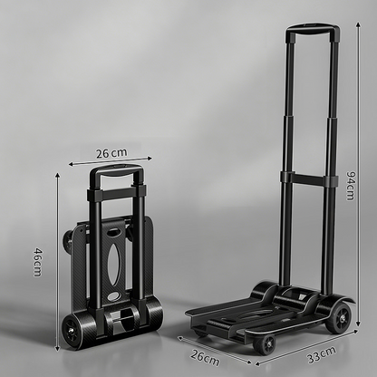 Foldable Utility Cart with Telescopic Handle and Smooth Wheels