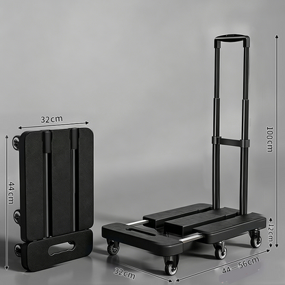 Foldable Utility Cart with Telescopic Handle and Smooth Wheels