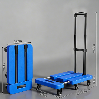 Foldable Utility Cart with Telescopic Handle and Smooth Wheels