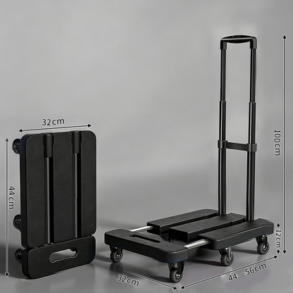 Foldable Utility Cart with Telescopic Handle and Smooth Wheels