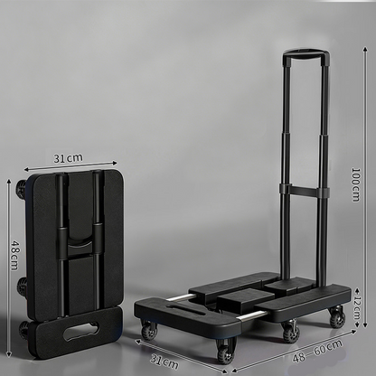 Foldable Utility Cart with Telescopic Handle and Smooth Wheels