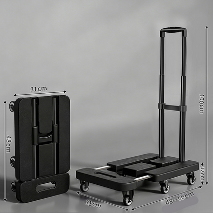 Foldable Utility Cart with Telescopic Handle and Smooth Wheels