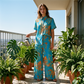 👗50% OFF!✨Women's Casual Short Sleeve Top & Pants Set – Vibrant Print, Side Pockets, Soft Fabric 🌿