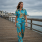 👗50% OFF!✨Women's Casual Short Sleeve Top & Pants Set – Vibrant Print, Side Pockets, Soft Fabric 🌿