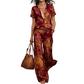 👗50% OFF!✨Women's Casual Short Sleeve Top & Pants Set – Vibrant Print, Side Pockets, Soft Fabric 🌿