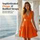 Women V Neck Ruffle Strap Summer Dress A Line Tiered Party Mini Dress