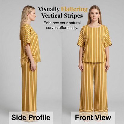 💛Women’s Striped 2-Piece Set Top & Wide Leg Pants