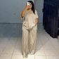 💛Women’s Striped 2-Piece Set Top & Wide Leg Pants