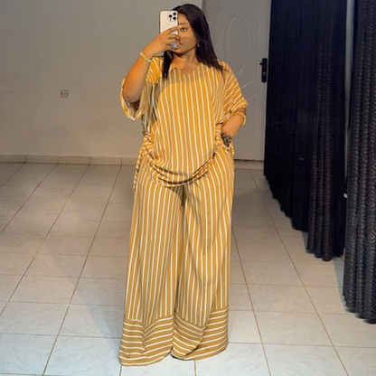💛Women’s Striped 2-Piece Set Top & Wide Leg Pants