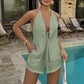 🎉 LIMITED TIME 53% OFF! ☀️ Sexy Backless Halter Top & Shorts Set – Adjustable Tie-Front & Premium Breathable Fabric 🥂