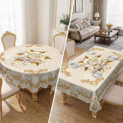 🌸LIMITED-TIME 50% OFF!⏰Waterproof Gold Rose Tablecloth