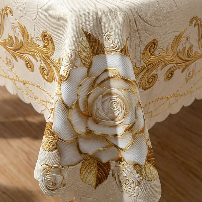🌸LIMITED-TIME 50% OFF!⏰Waterproof Gold Rose Tablecloth