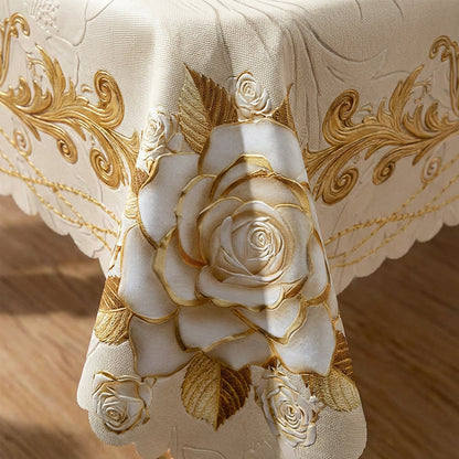 🌸LIMITED-TIME 50% OFF!⏰Waterproof Gold Rose Tablecloth