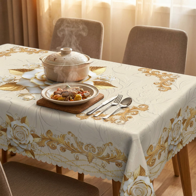 🌸LIMITED-TIME 50% OFF!⏰Waterproof Gold Rose Tablecloth