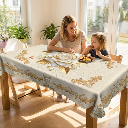 🌸LIMITED-TIME 50% OFF!⏰Waterproof Gold Rose Tablecloth