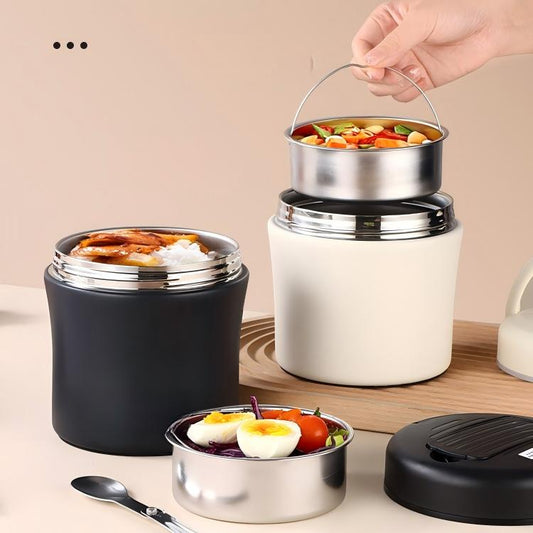 ⏳Time-Limited Special⏰Vacuum Insulated Food Jar with Folding Spoon – Keeps hot/cold for 12h – Leak-proof & portable – perfect for lunch, travel or office 🥄🌿✨