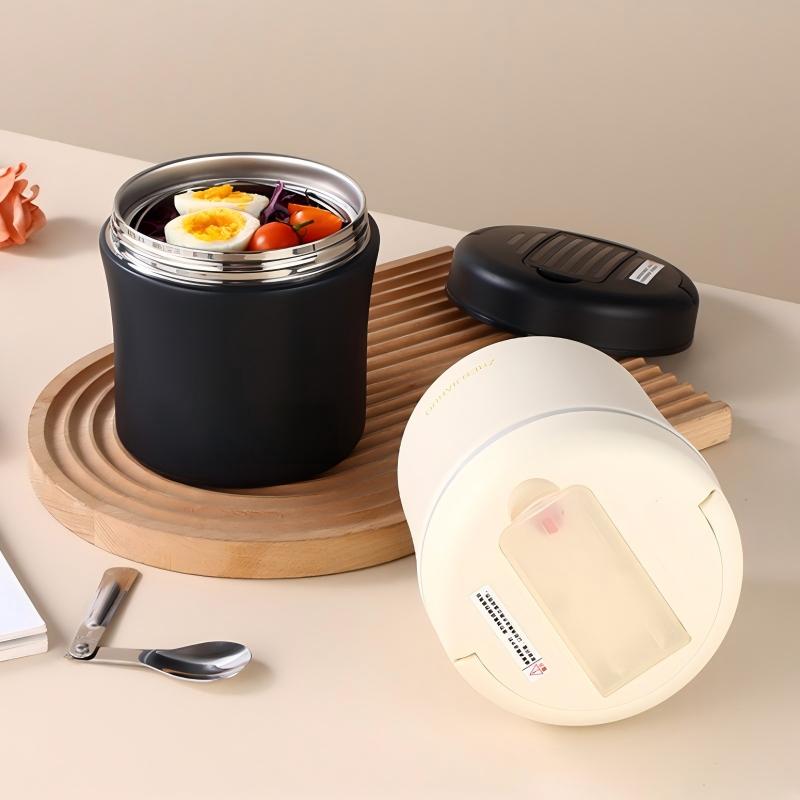 ⏳Time-Limited Special⏰Vacuum Insulated Food Jar with Folding Spoon – Keeps hot/cold for 12h – Leak-proof & portable – perfect for lunch, travel or office 🥄🌿✨