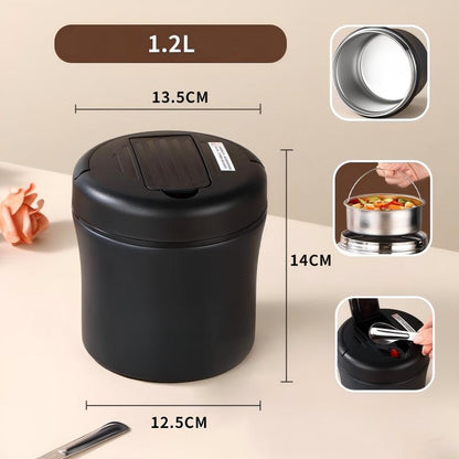 ⏳Time-Limited Special⏰Vacuum Insulated Food Jar with Folding Spoon – Keeps hot/cold for 12h – Leak-proof & portable – perfect for lunch, travel or office 🥄🌿✨