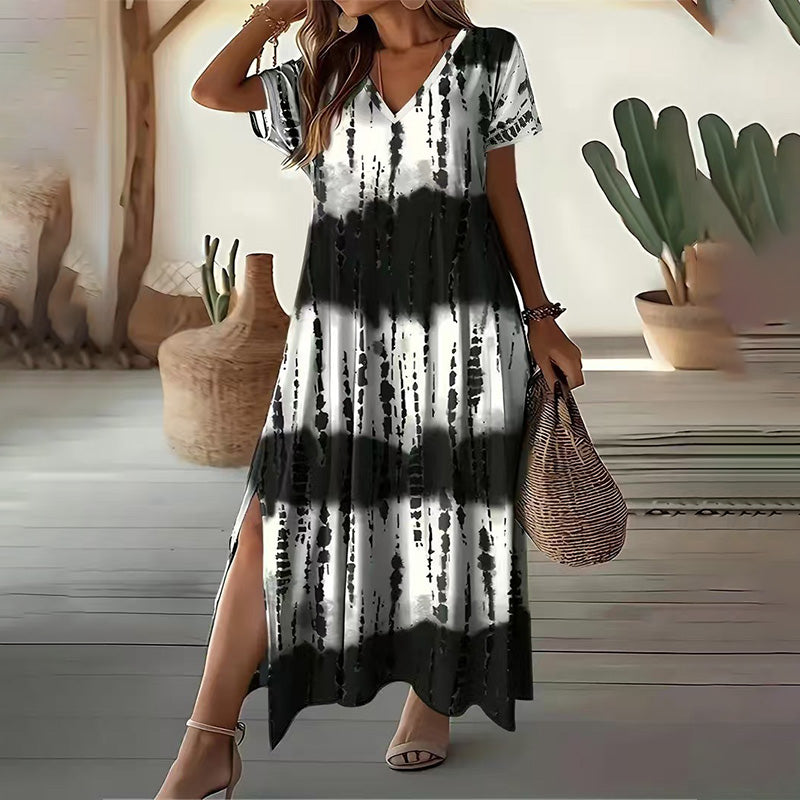 💖Last Day 50% OFF💖💃Women’s Causal V-Neck Gradient Dress